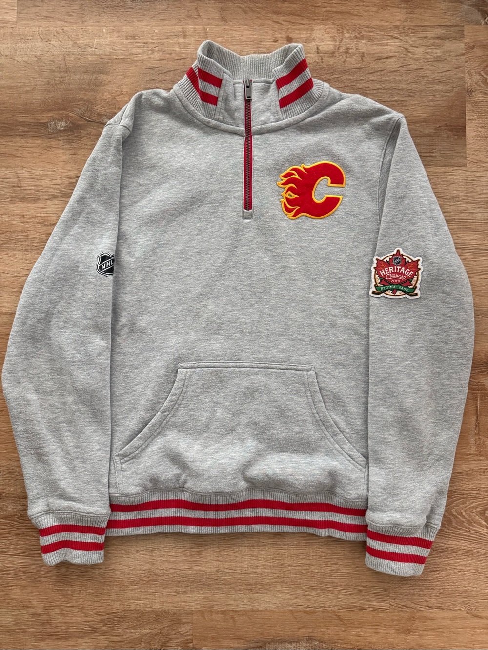 Calgary Flames Fanatics Authentic Pro 2019 Heritage Classic 1/4 Zip Size M